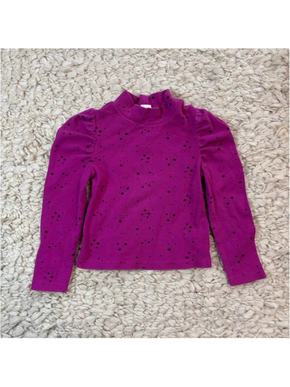 Girls GAP Fuchsia Black Star Long Sleeve Mock Neck Tee Size 5